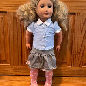 Our Generation 18" Doll, Blonde Curly Hair, Blue Eyes